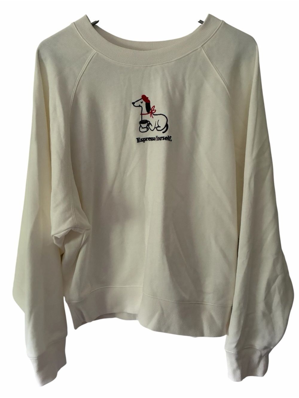 Old Navy SoComfy Sweatshirt Size Large NWOT Espresso Yourself Graphic Cream - Picture 3 of 10